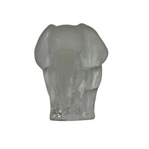 Mats Jonasson Signature Collection Elephant Lead Crystal Paperweight Signed